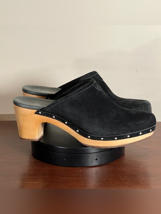 UGG Shoes - Ugg Abbie Clog - Wooden Sole, Leather Suede Upper, Shearling Lined - US 12